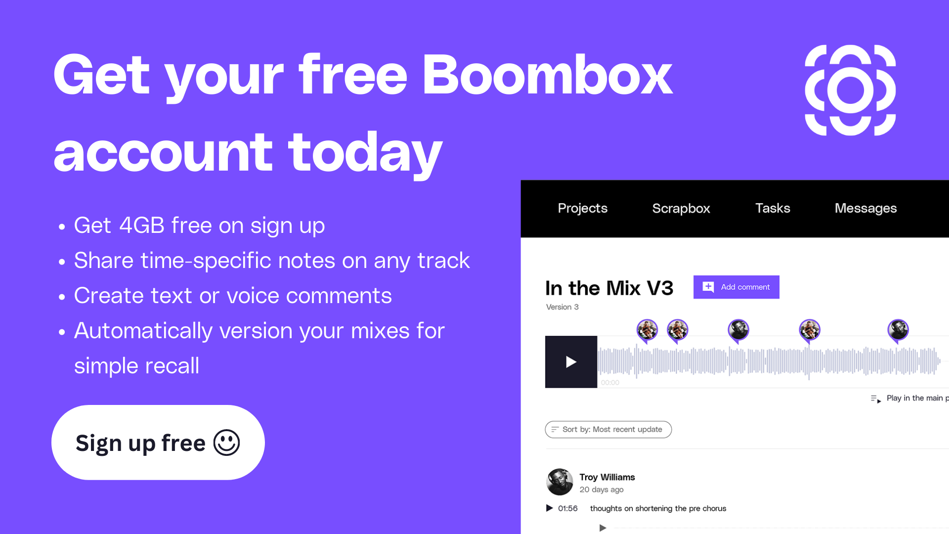join boombox - free audio file commenting tool